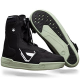 Angled view of Hook 6X liner in black with sage green sole and white logo detail.