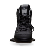 Front view of Rival 6X binding in black with lace-up design and stitched panels.