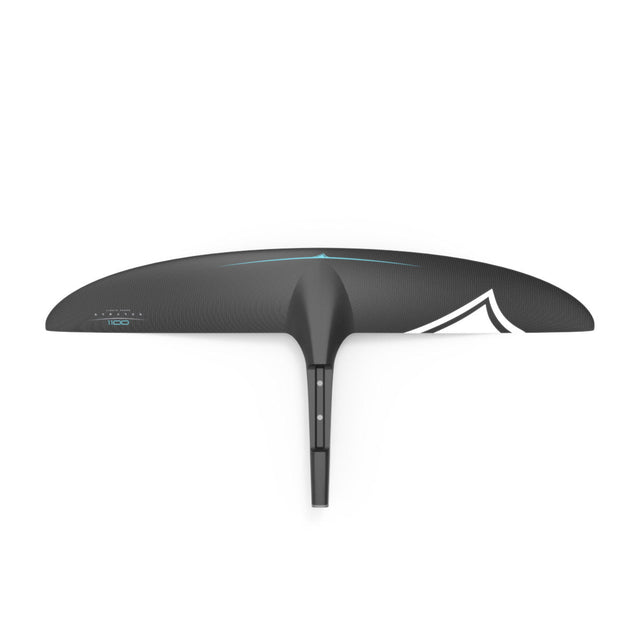 Top view of Carbon Stratus 1100 FuseLock Front Wing showing curved shape and carbon texture.