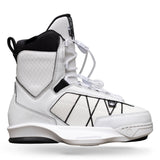 Side view of TAO 6X binding in white with quilted panels and black accent stitching.