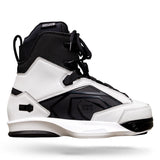 Side view of Terra 6X binding in white with black accents and textured mid panel.