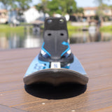 Close up of the nose of a blue and black obrien water ski