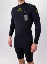 O'Brien Elite Plus 3/2mm Front Zip Mens Long Sleeve Shorty Wetsuit