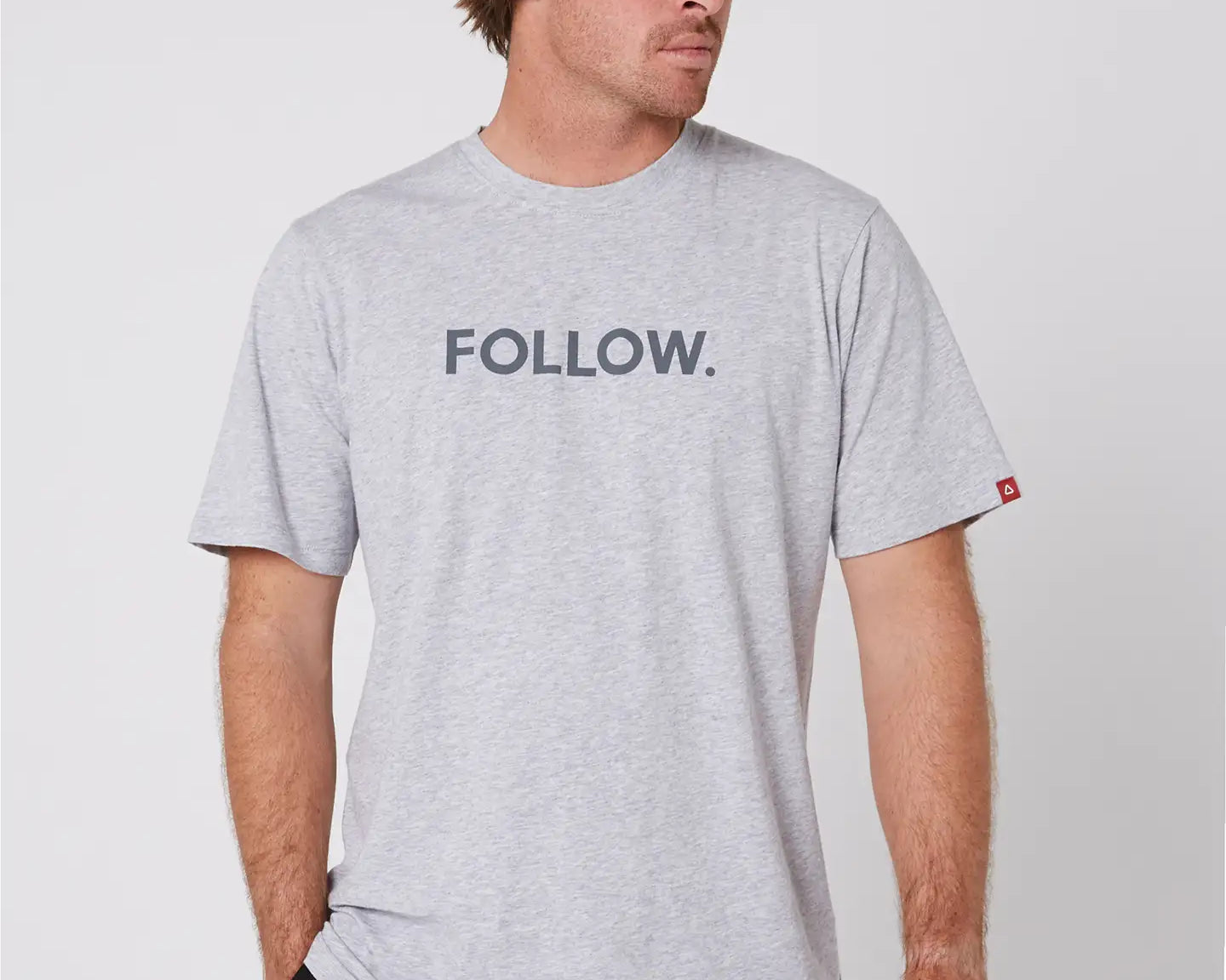 Follow Logo Tee - Grey Heather