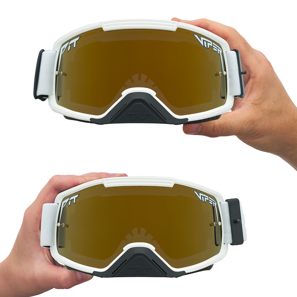 Gold / Large | large_&_small.JPG | The Miami Nights Brapstrap Moto Goggle from Pit Viper