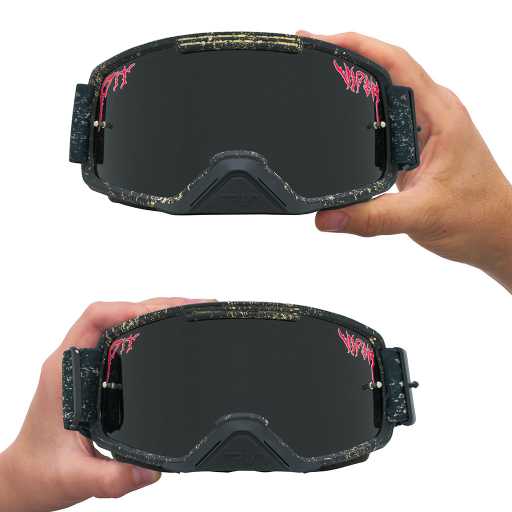 Smoke / Large | large_&_small.JPG | The Reign in Mud Brapstrap Moto Goggle from Pit Viper