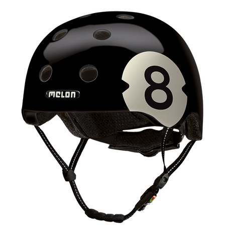 Black Melon Bicycle Helmet featuring a Billard Ball Design
