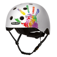 White Melon Bicycle Helmet with a watercolour handprint on the side