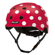 Red Melon Bicycle Helmet with white Polka Dots called "Dotty White"