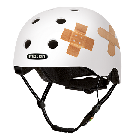 White Melon Bicycle Helmet with 2 band aids on the side