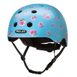 Light Blue Melon Bicycle Helmet with lots of tiny pink roses called "Flying Roses"