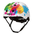 White Melon Bicycle Helmet with colourful splashes of paint in many different colours called "Coloursplash"