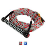 O'Brien 1-Section Ski Combo Rope with black and gray handle and red and gray braided rope.