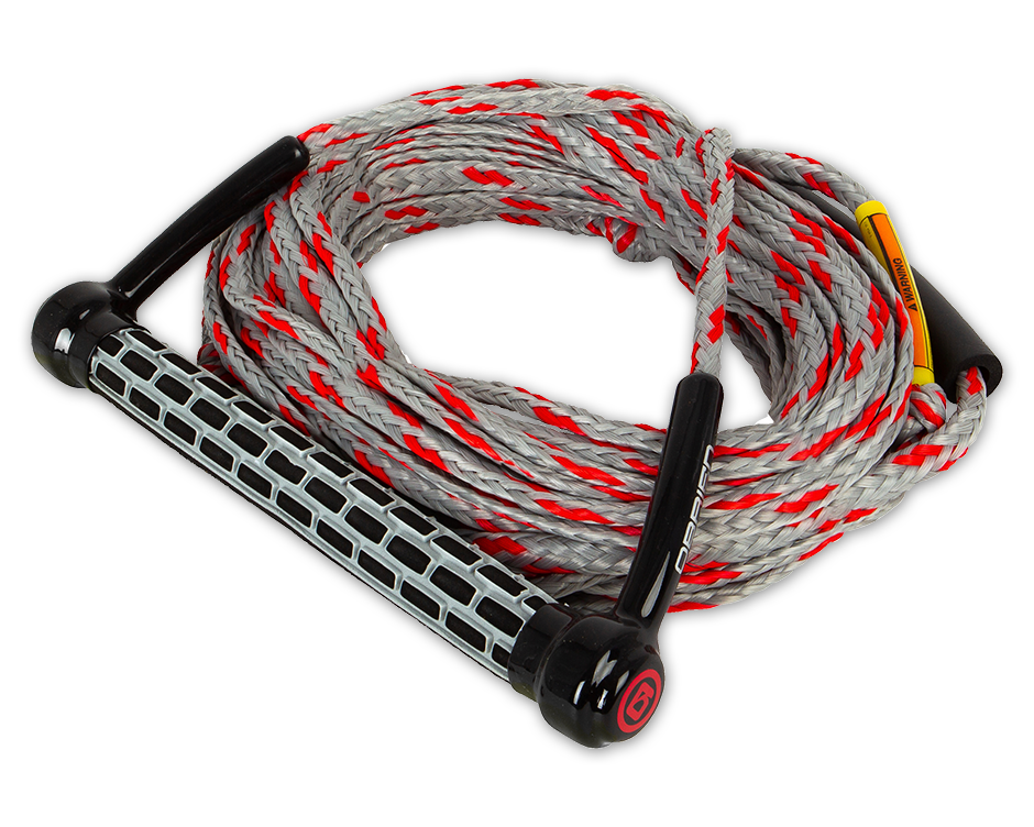 O'Brien 1-Section Ski Combo Rope with black and gray handle and red and gray braided rope.