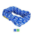 O'Brien 2-Person Floating Tube Rope, a coiled blue and white braided rope designed for two riders.
