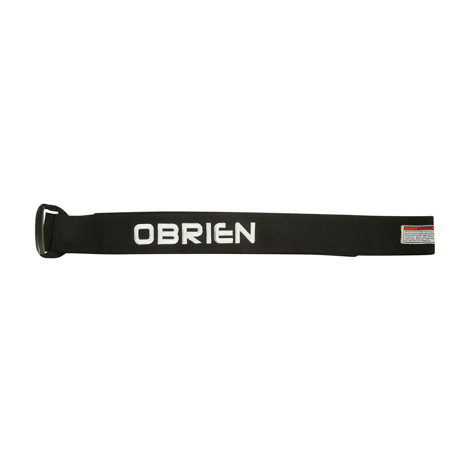 Flat view of the O'Brien 3" Padded Kneeboard Strap in black, featuring white branding, secure buckle, and adjustable length.