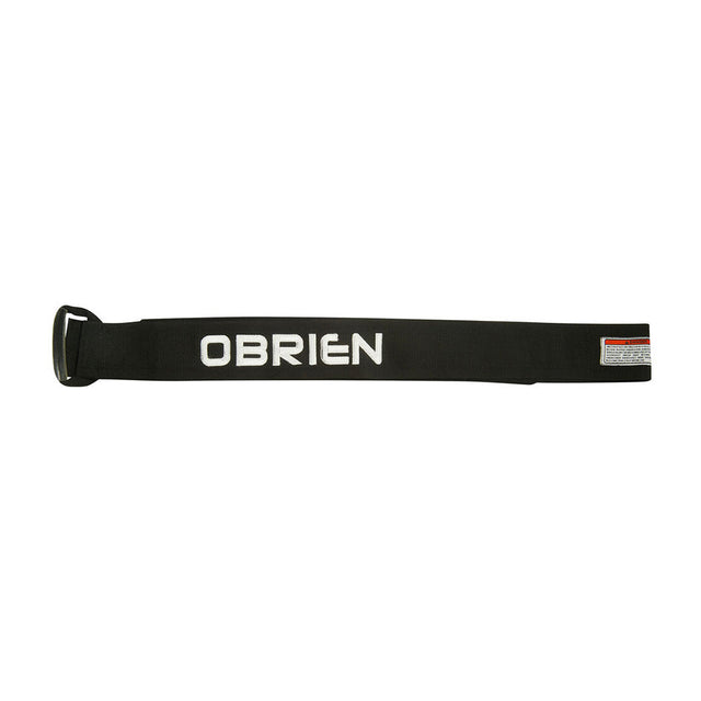 Flat view of the O'Brien 3" Padded Kneeboard Strap in black, featuring white branding, secure buckle, and adjustable length.