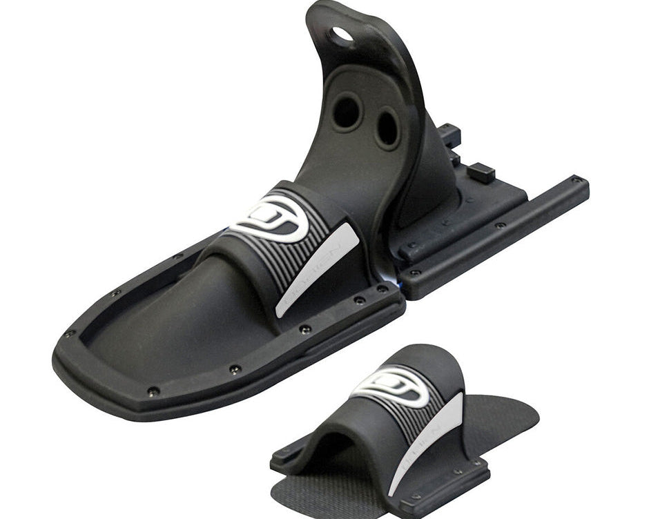 Black binding parts for O'Brien 700 bindings, featuring a rear adjustable boot and toe strap.