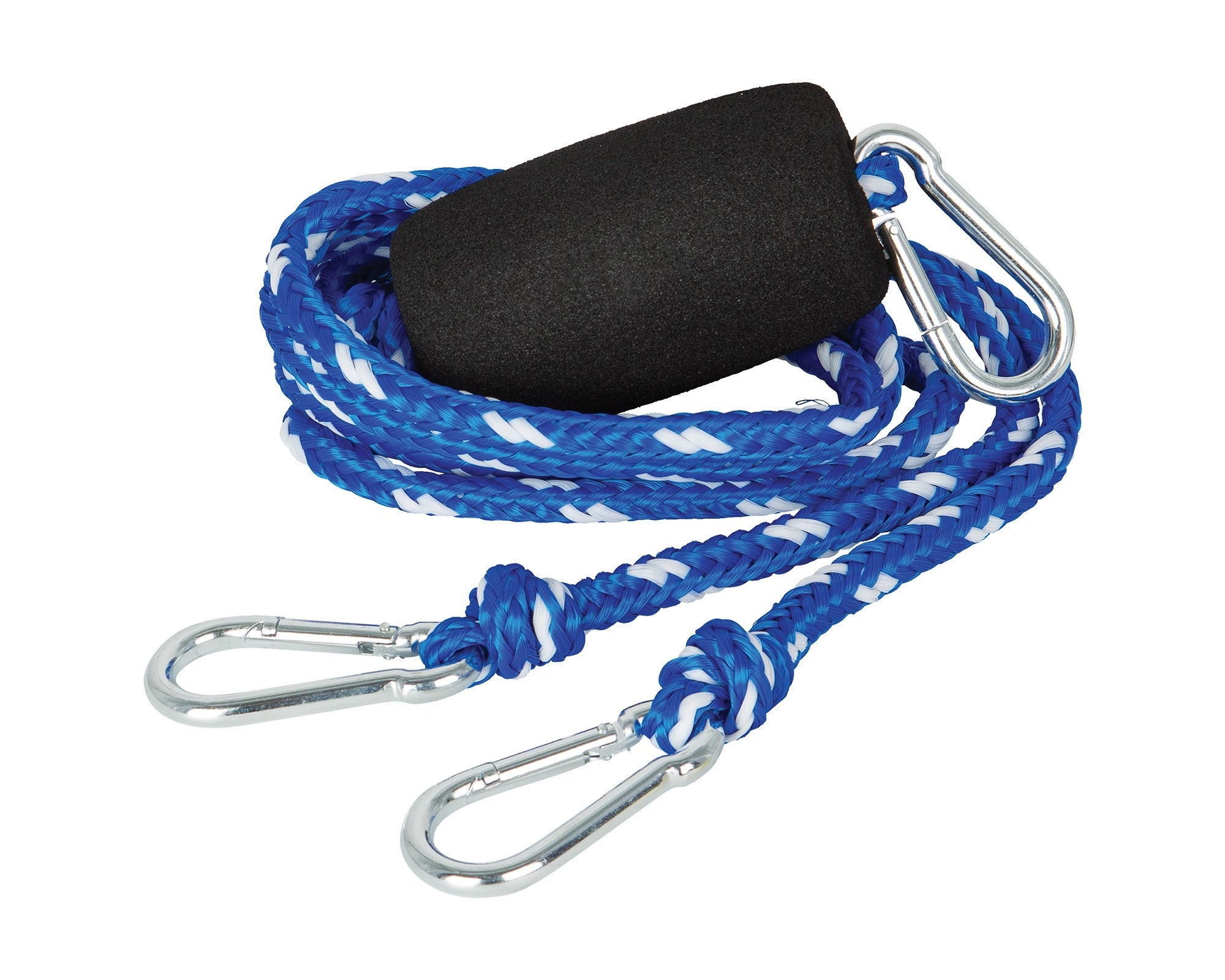 O'Brien Ski Tow Harness with metal attachments and a white and blue braided rope.