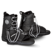 O'Brien Access Wakeboard Bindings in black with white laces, open toes, and secure ankle support.