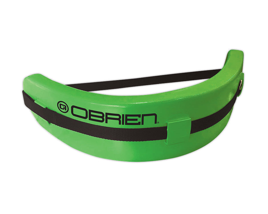 O'Brien Aquatic Activity Belt, a curved green flotation belt with a black strap and O'Brien branding.