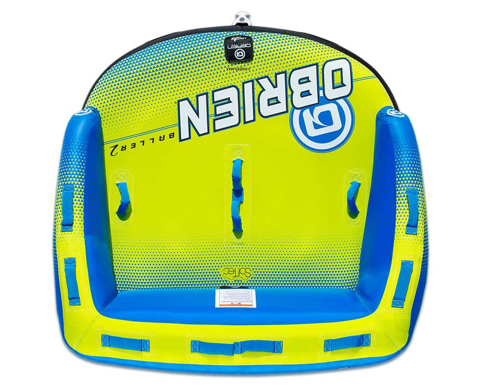 OBrien Baller 2: Yellow/Blue Towable Tube w/Handles, Logo, Chariot-Style Riding.