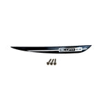 Black O'Brien Blunt 0.5 wakeboard fin with white accents, shown with three mounting screws.