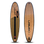Eco-friendly 2022 OBrien Burnside SUP, black and red accents, front and back shown.