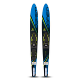 Celebrity 68 Combo Waterskis with a blue, black, and neon green design featuring the brand name in bold letters.