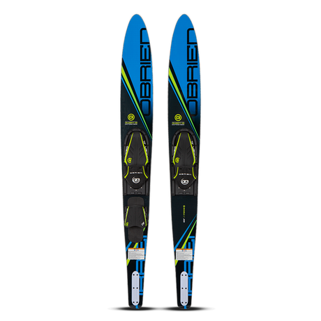 Celebrity 68 Combo Waterskis with a blue, black, and neon green design featuring the brand name in bold letters.