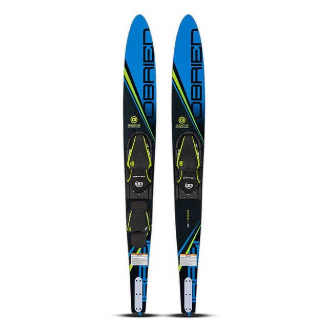 Celebrity 68 Combo Waterskis with a blue, black, and neon green design featuring the brand name in bold letters.