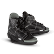 O'Brien Clutch Wakeboard Bindings in black with white stitching, lace-up closure, and an open-toe design with a cushioned footbed.