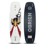 O'Brien DZ Wakeboard top and base view with white deck, cowboy graphic, and black base with bold branding.
