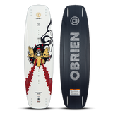O'Brien DZ Wakeboard top and base view with white deck, cowboy graphic, and black base with bold branding.
