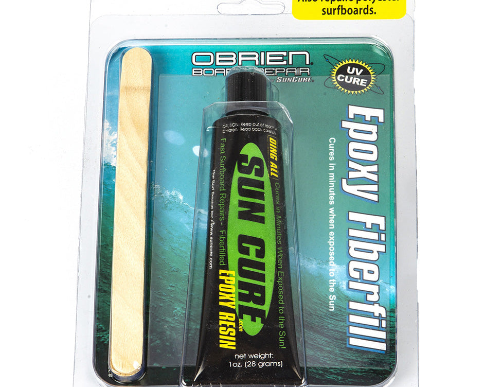 O'Brien Epoxy Board Repair Kit with UV cure resin and an applicator for quick board fixes.