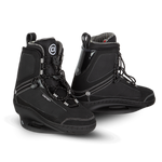 O'Brien Infuse Wakeboard Bindings in black with a lace-up closure, high ankle support, and reinforced stitching.