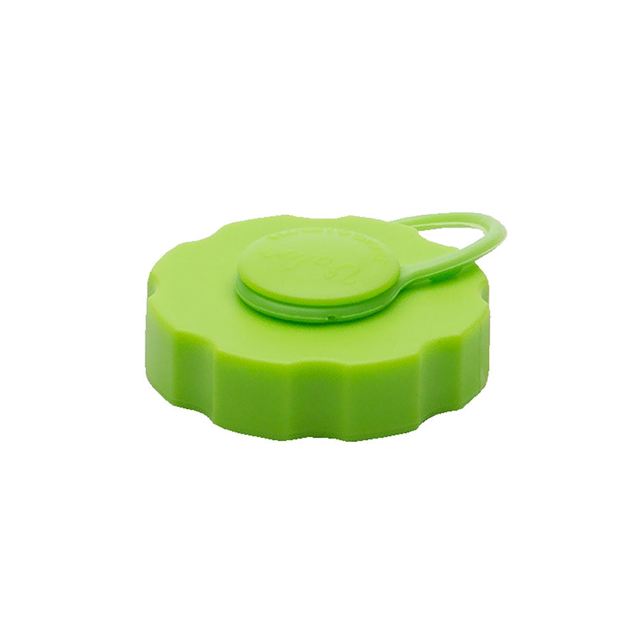 O'Brien Lightning Valve Cap in bright green with a built-in tether for secure attachment to inflatables.