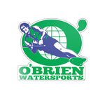 O'Brien Old School Metal Sign featuring a retro waterskiing graphic in green, blue, and white with bold branding.