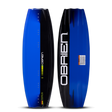 O'Brien System Wakeboard top and base view in blue and black, featuring bold branding and aggressive channeling.