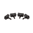 Set of four black thumbscrews with textured grip, used for securing wakeboard bindings.