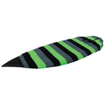 OBrien Wakesurfer Sock with a black, gray, and neon green striped design.