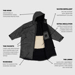 VOITED 3rd Edition Outdoor Changing Robe & Drycoat for Surfing, Camping, Vanlife & Wild Swimming - Black