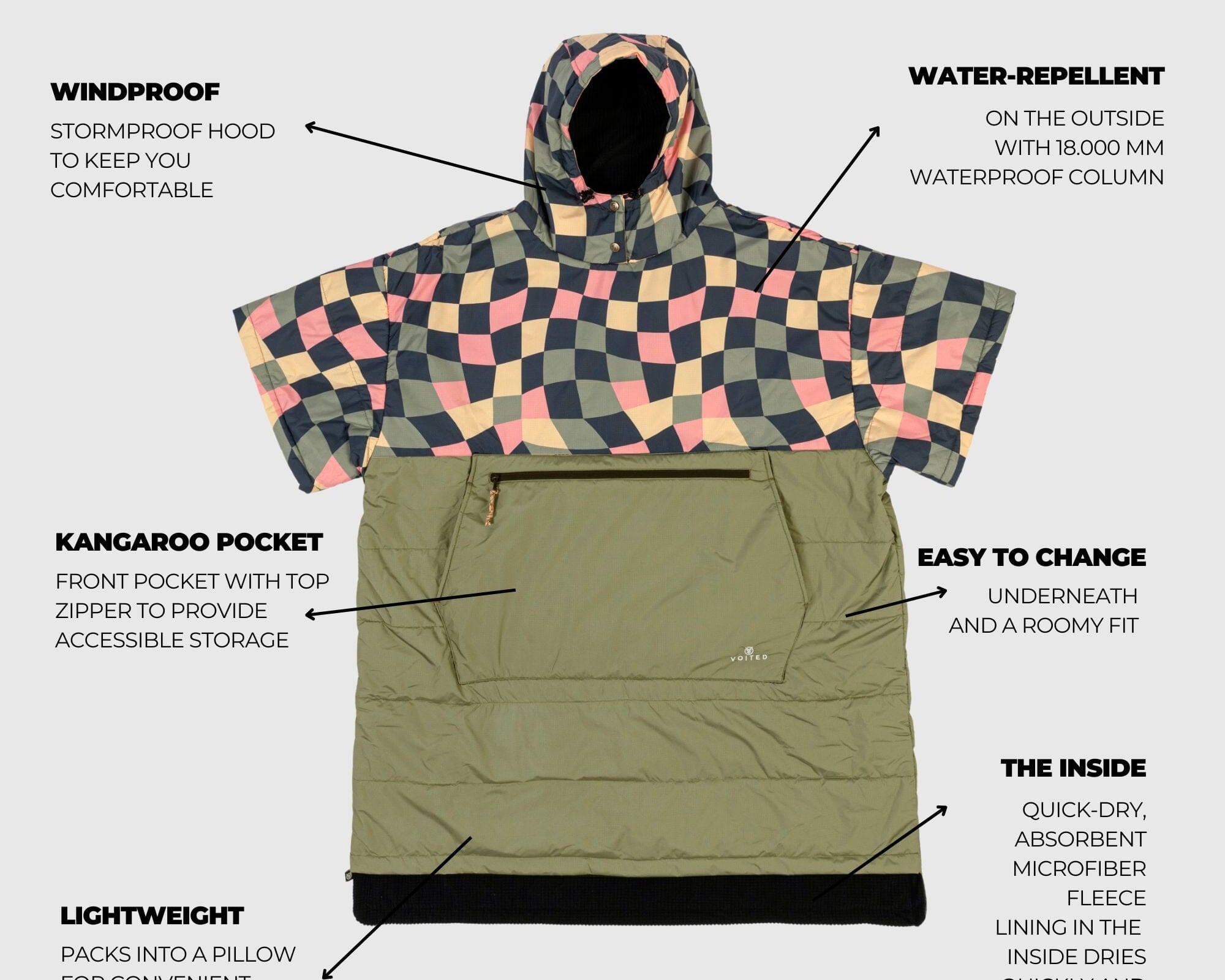 VOITED 3rd Edition Outdoor Poncho for Surfing, Camping, Vanlife & Wild Swimming - Wavecheck