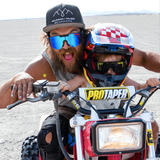 Wide / Polarized Blue | whos_there.JPG | Man and kid on an ATV wearing The Peacekeeper Original from Pit Viper Sunglasses