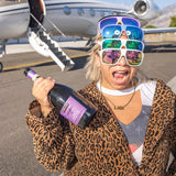 / Pink | files.JPG | Woman posing with champagne wearing multiple pears of Pit Viper Sunglasses