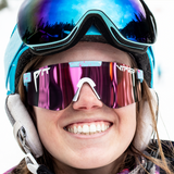 Wide / Polarized Pink | files.JPG | Woman smiling wearing The Gobby Original from Pit Viper Sunglasses