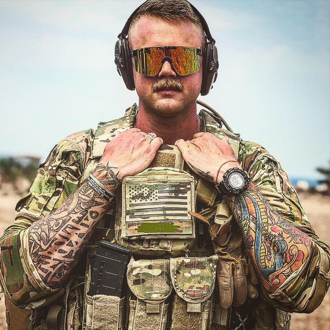 Narrow / Polarized Orange | work_on_today.JPG | Military man wearing The Monsterbull Original from Pit Viper Sunglasses