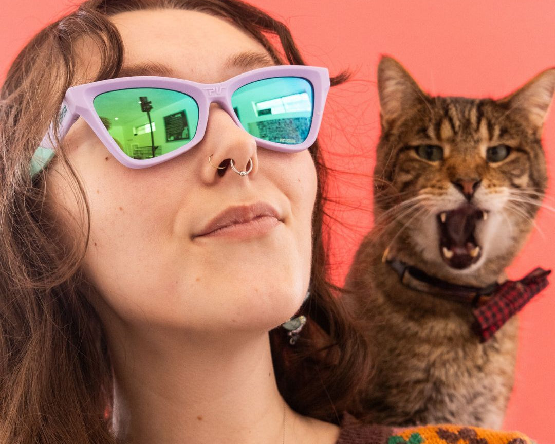 / Blue-Green | walked_in_on_me.JPG | Women wears The Moontower Clawdia with a blue-green lens from Pit Viper
