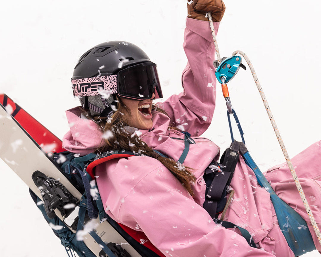 / Blue-Purple | Person repelling wearing the Proform Goggle by Pit Viper Sunglasses