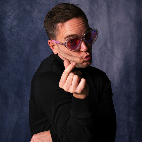 / HDPV Polarized Pink | steve-the-man.JPG | very important businessman wearing a turtleneck and heart-shaped sunglasses